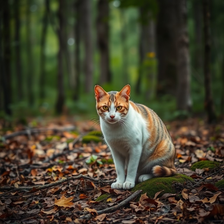 a cat in the forest